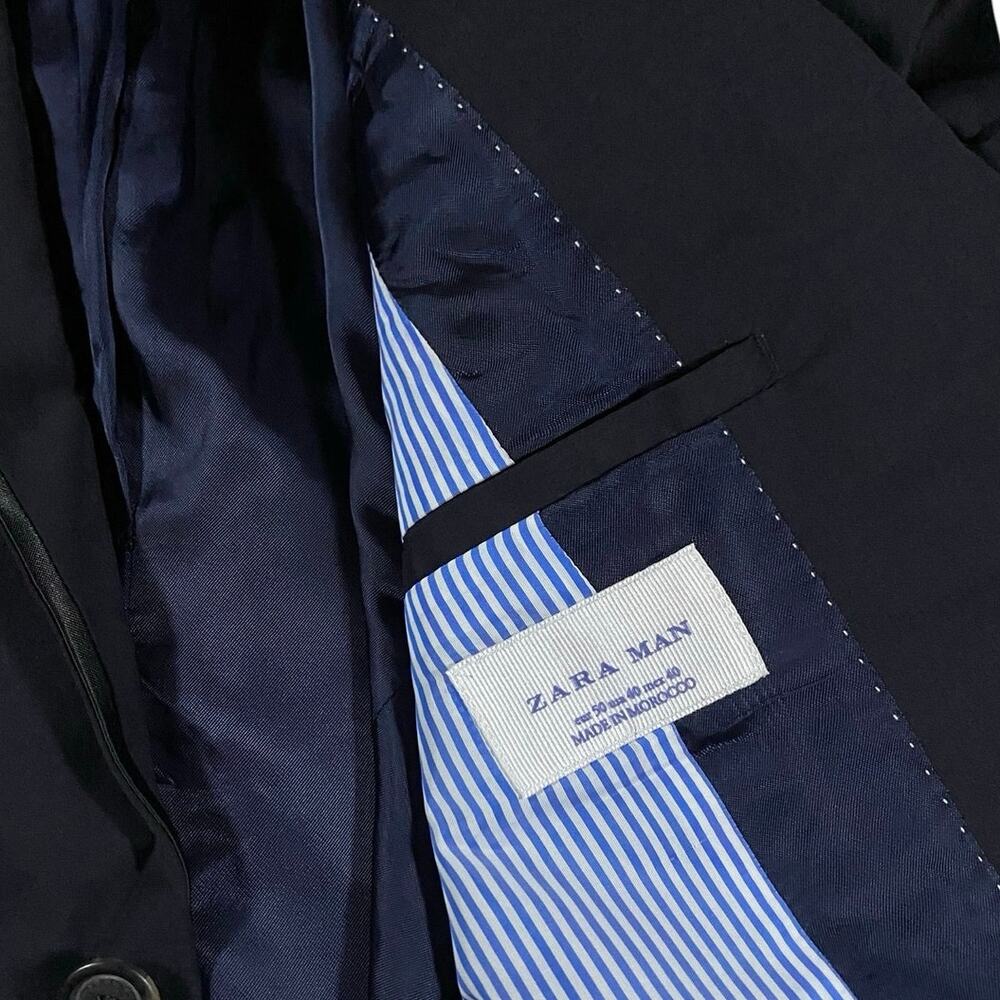 Zara Man True Navy Wool 2 Button Blazer - 40 - Picture 4 of 5